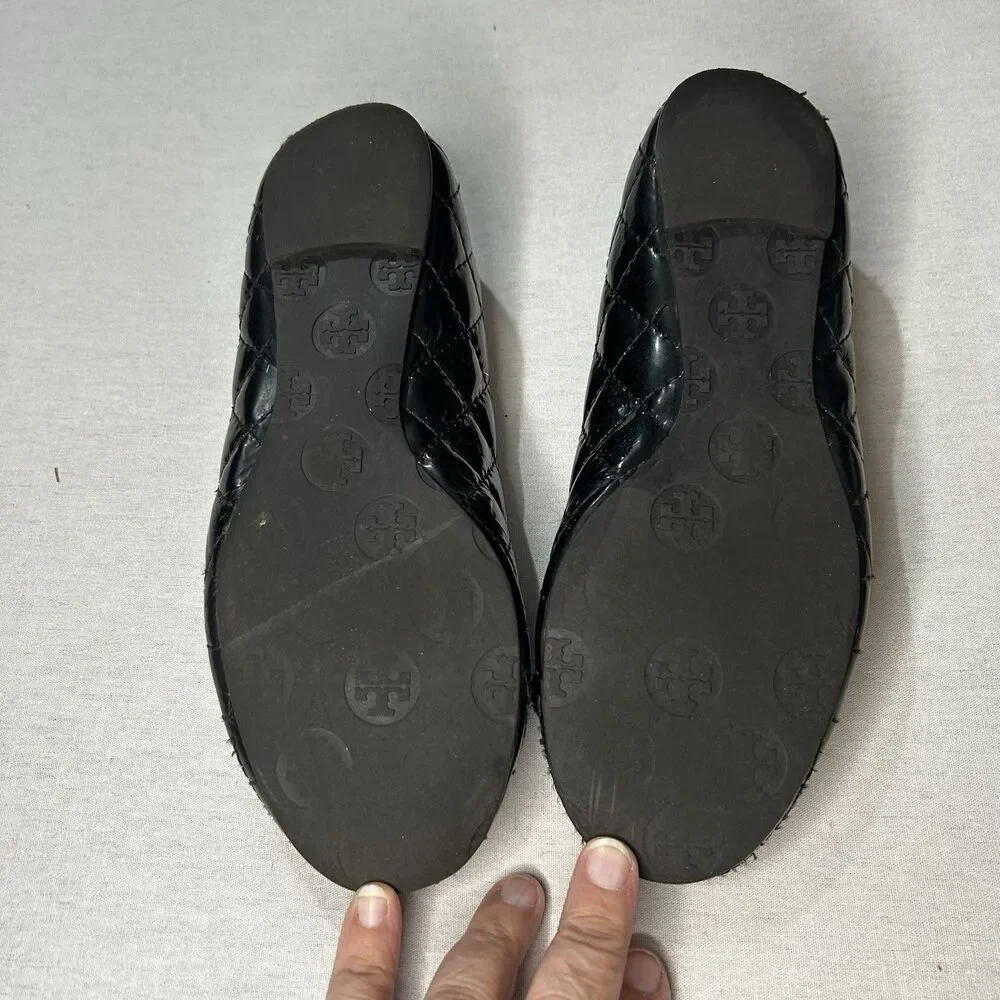 Tory Burch Quinn Quilted Patent Ballet Flats, Size 6 (estimated)